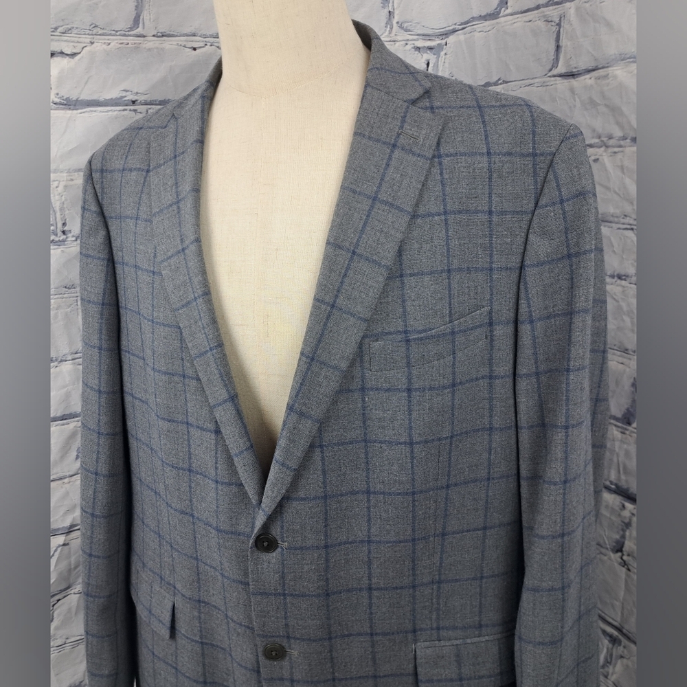 Michael Kors Men's Sport Coat Blazer Jacket Gray Windowpane Unconstructed 48R